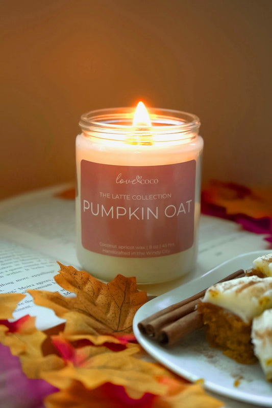 Pumpkin Oat Candle | 8 oz Handcrafted Coconut Wax Candle with Wooden Wick
