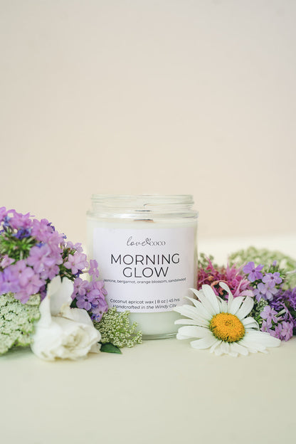 Morning Glow Candle | 8 oz Handcrafted Coconut Wax Candle with Wooden Wick